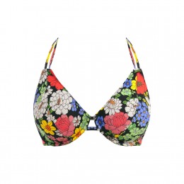 FLORAL HAZE merevítős nyakbakötős bikini felső