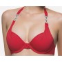 MALIBU szivacsos mélykivágású bikini felső - piros