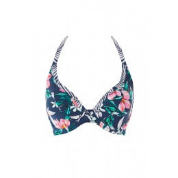 PORT MARIA merevítős nyakbakötős bikini felső - kék