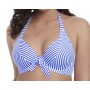 TOTALLY STRIPE merevítős nyakba kötős bikini felső - kék