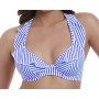 TOTALLY STRIPE merevítős hátul keresztezhető bikini felső - kék