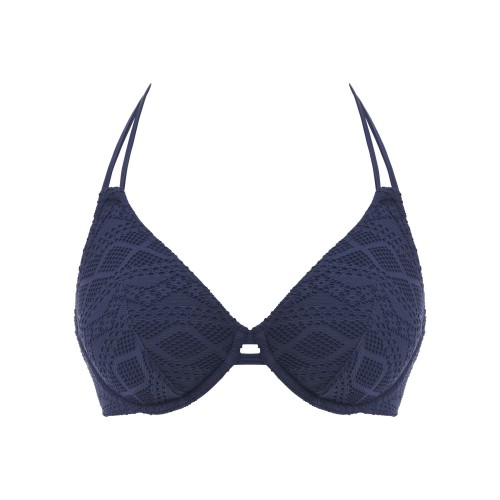 SUNDANCE merevítős nyakbakötős bikini felső - farmerkék