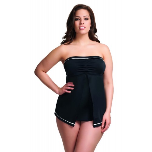 ESSENTIALS merevitő nélküli levehető pántos tankini felső
