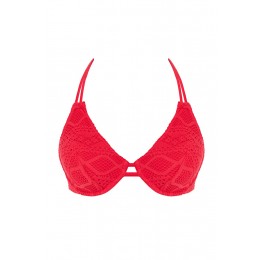 SUNDANCE merevítős nyakbakötős bikini felső - piros